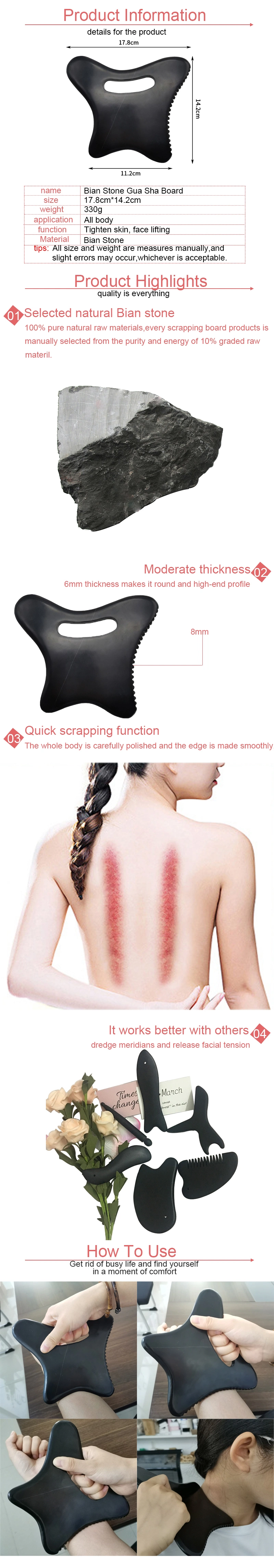 Bian Stone Gua Sha Guasha Board Scraping Massage Tool Gua Sha Board