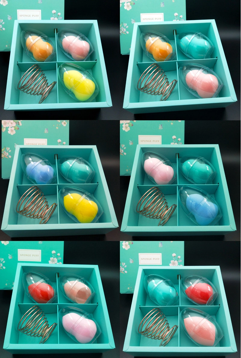 Multi Colors Beauty Cosmetic Sponge Make up Makeup Sponge Set with Metal Stand and Beautiful Packaging Gift Box