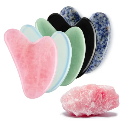 Corps Rose Quartz Jade Gua Sha pierre grattage planche de Massage ensemble d'outils Gua Sha pierre