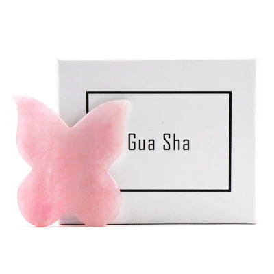 Masseur Gua Sha en forme de papillon, soins de beauté du visage en Jade naturel