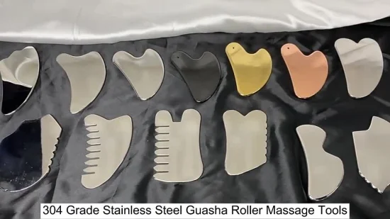 Rouleau argenté pour le visage Gua Sha en acier inoxydable